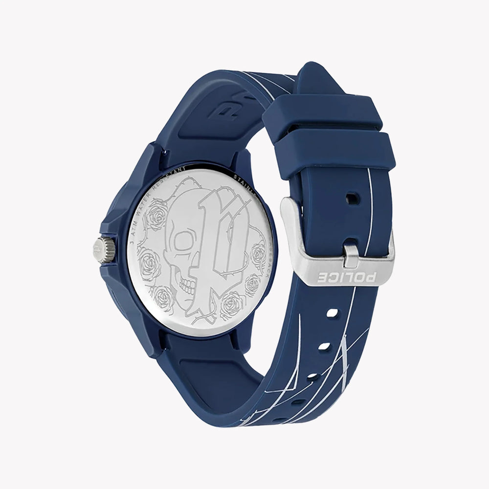 Police Men's Blue Stainless Steel Watch, Blue Rubber | Pewum2119561 by i-watch