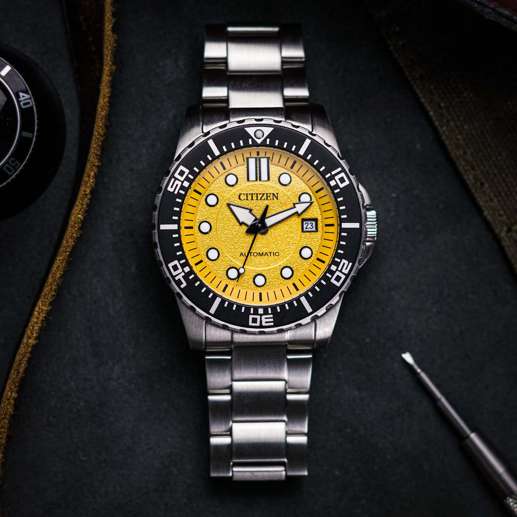 CITIZEN NJ0170-83Z - ELEGANT AUTOMATIC TIMEPIECE WITH STRIKING YELLOW DIAL & SILVER STAINLESS STEEL BAND-i-Watch-6