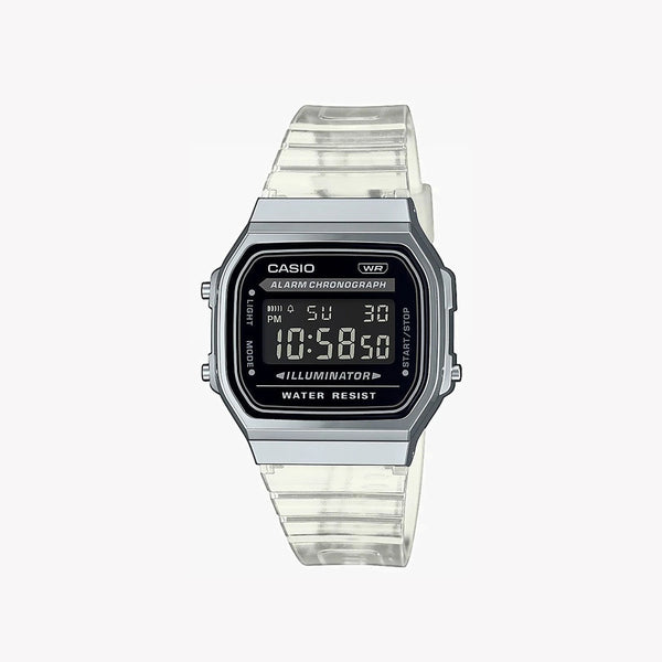 Casio Unisex Silver Resin Watch, Black Dial | A168xes-1bef by i-watch