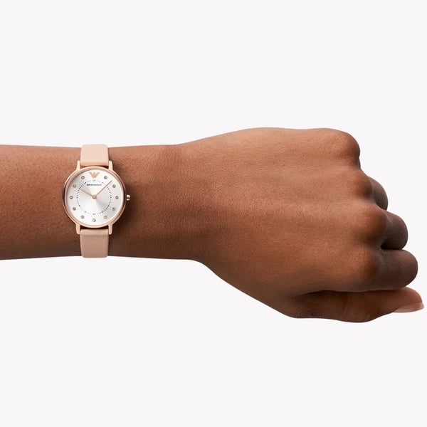 Emporio Armani Women's Rose Gold Watch, Silver Dial | Ar80058 by i-watch