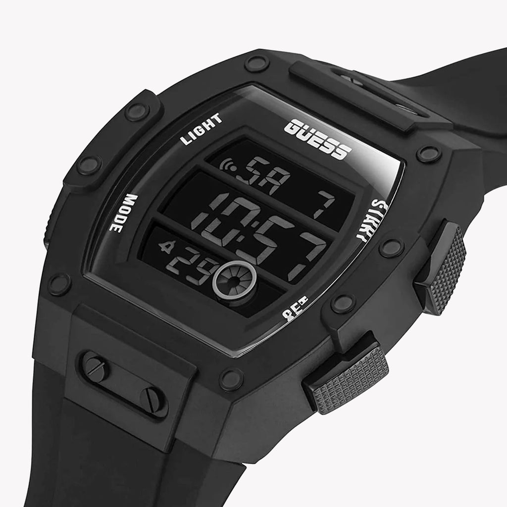GUESS GW0340G4 BOLD TIMEKEEPER - MODERN MEN'S DIGITAL WATCH with Black Silicon Band and Striking Design-i-Watch-4