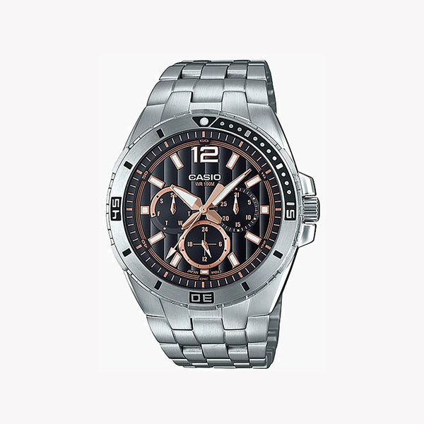 Casio Mtd-1060d-1a3vdf - Sporty Elegance Men's Watch With Black Dial & Silver Stainless Steel Band by i-watch