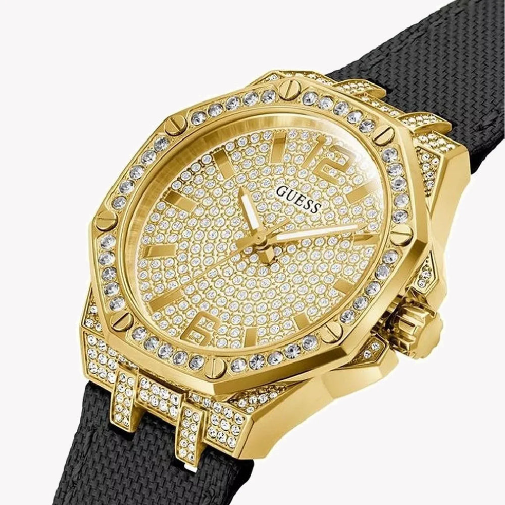 Guess Women's Gold Stainless Steel Watch, Black Fabric | Gw0408l2 by i-watch
