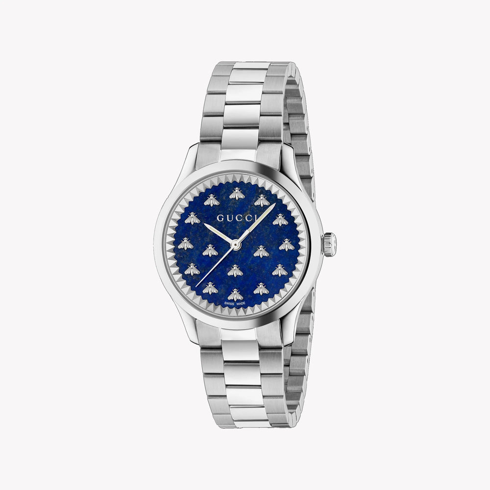 Gucci Women's Silver Watch, Blue Dial | Ya1265043 by i-watch