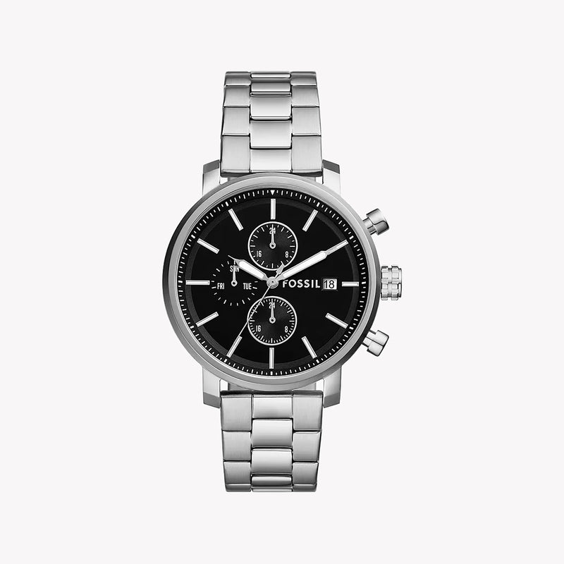 Fossil Men's Silver Stainless Steel Watch, Black Dial | Bq2851 by i-watch