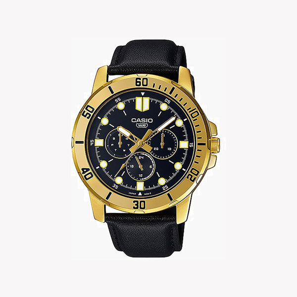 CASIO MTP-VD300GL-1E - BOLD ELEGANCE MEN'S WATCH WITH BLACK DIAL & GOLD PLATED CASE