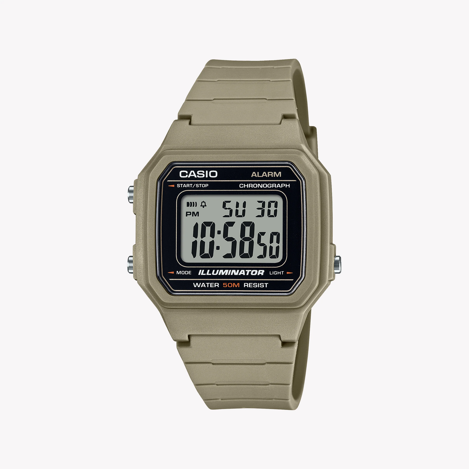 Casio Unisex Beige Resin Watch, Digital Dial | W-217h-5avdf by i-watch