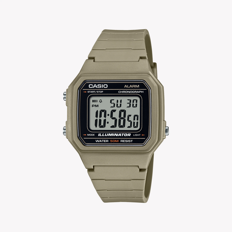 Casio Unisex Beige Resin Watch, Digital Dial | W-217h-5avdf by i-watch