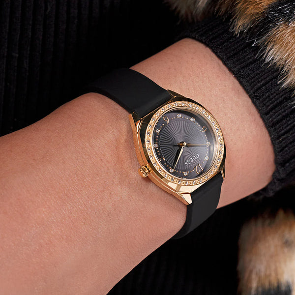 Guess Women's Gold Stainless Steel, Black Silicone | Gw0820l1 by i-watch