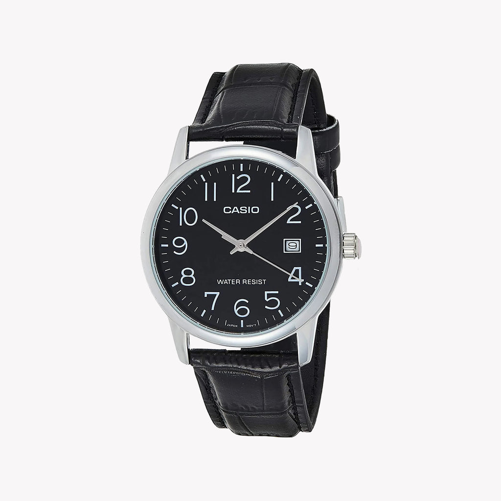 SEIKO MTP-V002L-1BUDF CLASSIC TIMEPIECE - ELEGANT MEN'S WATCH WITH LEATHER STRAP AND BLACK DIAL