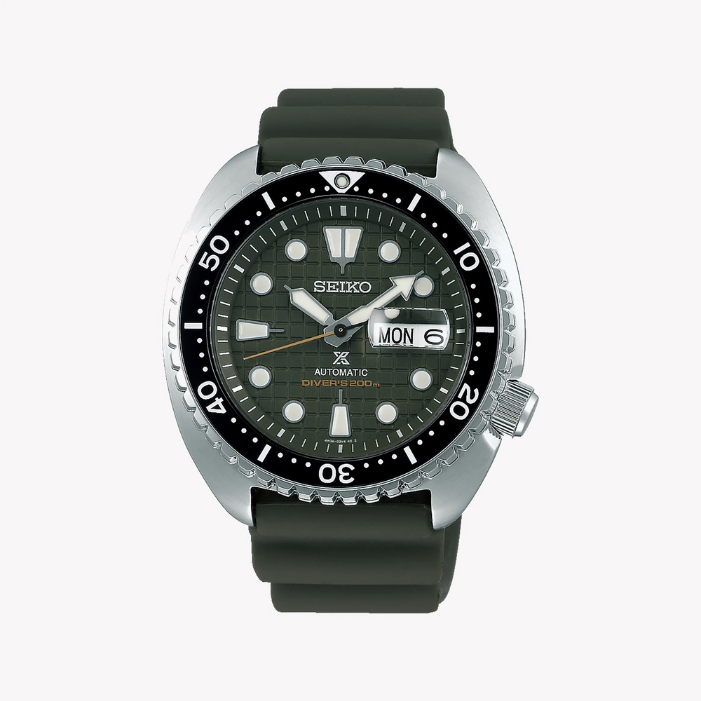 Seiko Men's Silver Stainless Steel, Green Silicone | Srpe05k1 by i-watch