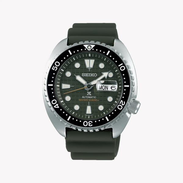 Seiko Men's Silver Stainless Steel, Green Silicone | Srpe05k1 by i-watch