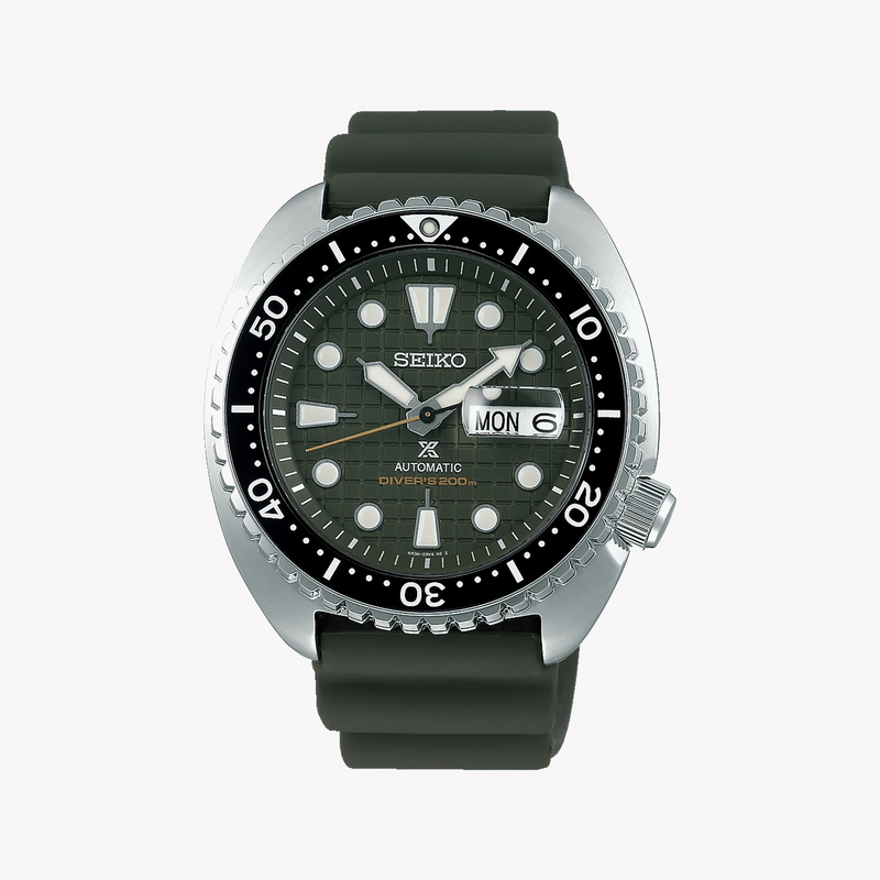 Seiko Men's Silver Stainless Steel, Green Silicone | Srpe05k1 by i-watch