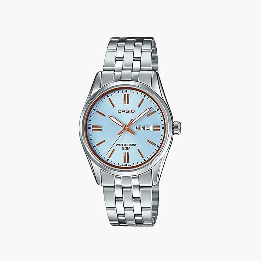 Casio Women's Silver Stainless Steel, Blue Dial | Ltp-1335d-2avdf by i-watch