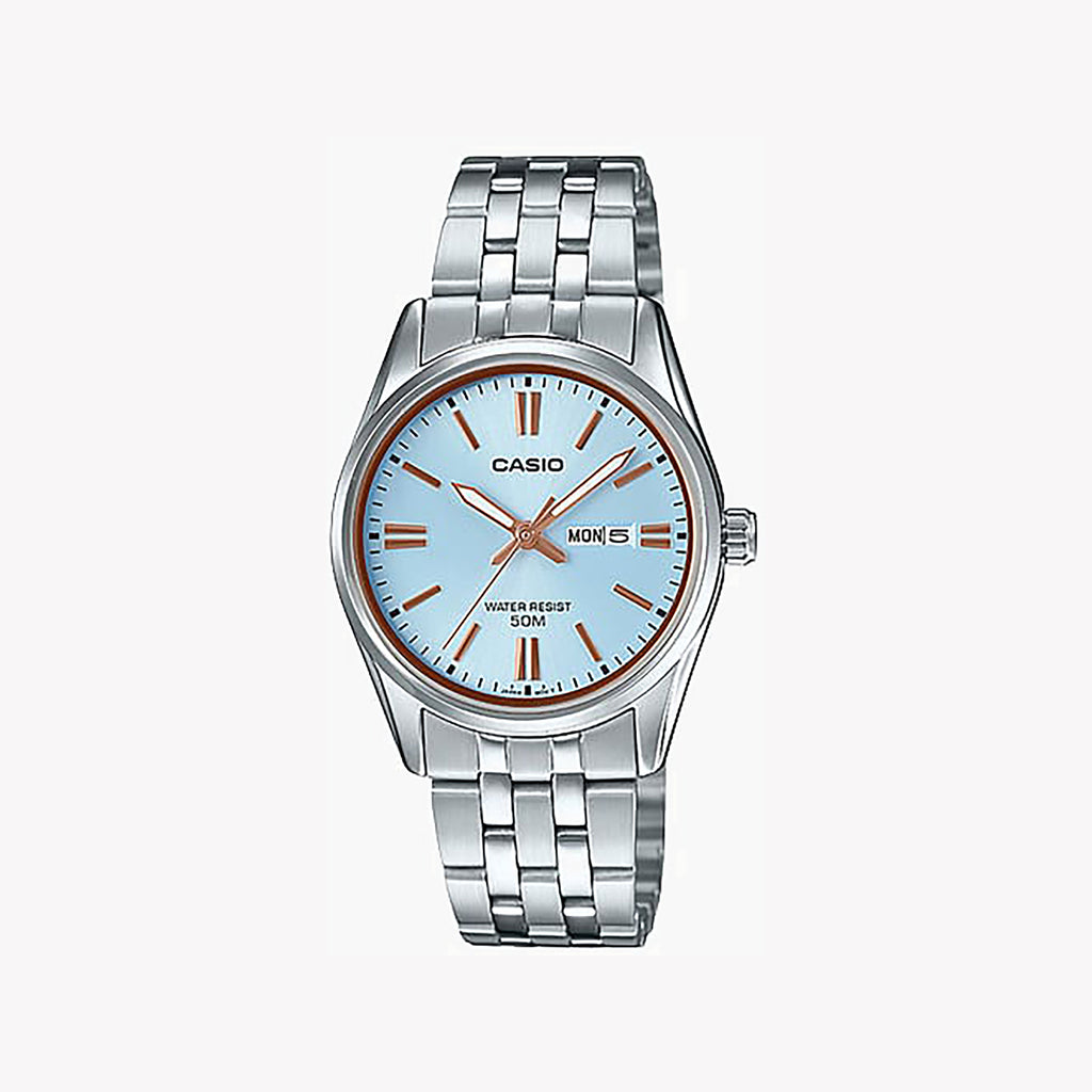 CASIO LTP-1335D-2AVDF ELEGANT TIMEKEEPER - STYLISH BLUE DIAL WITH SILVER STAINLESS STEEL BAND Women's Watch