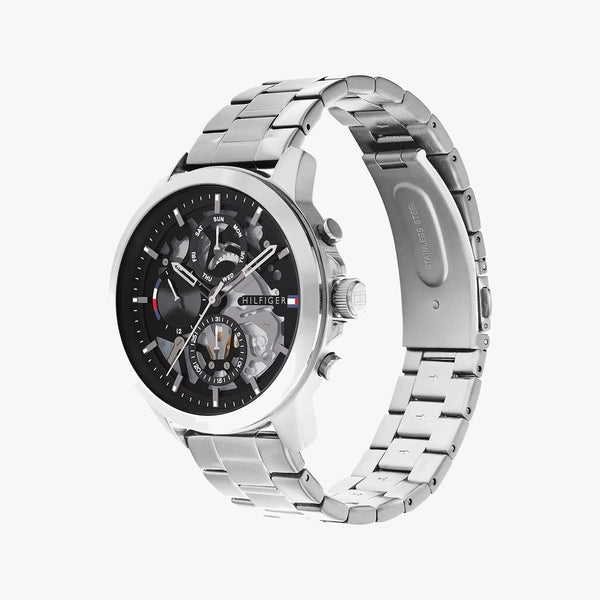 Tommy Hilfiger Men's Silver Watch, Black Dial | 1710477 by i-watch