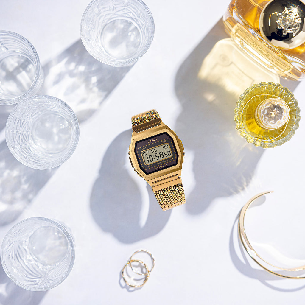 CASIO A1000MGA-5EF TIMELESS ELEGANCE - UNISEX GOLD MESH WATCH WITH CLASSIC MINIMALIST DESIGN-i-Watch-6