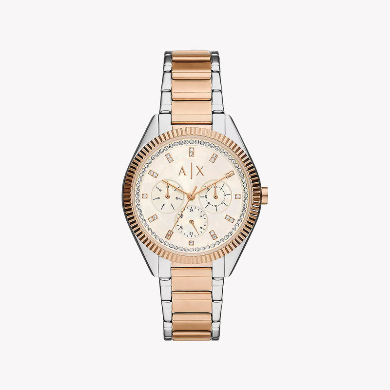 Armani Exchange Women's Silver-Rose Gold Watch, Beige Dial | Ax5662 by i-watch