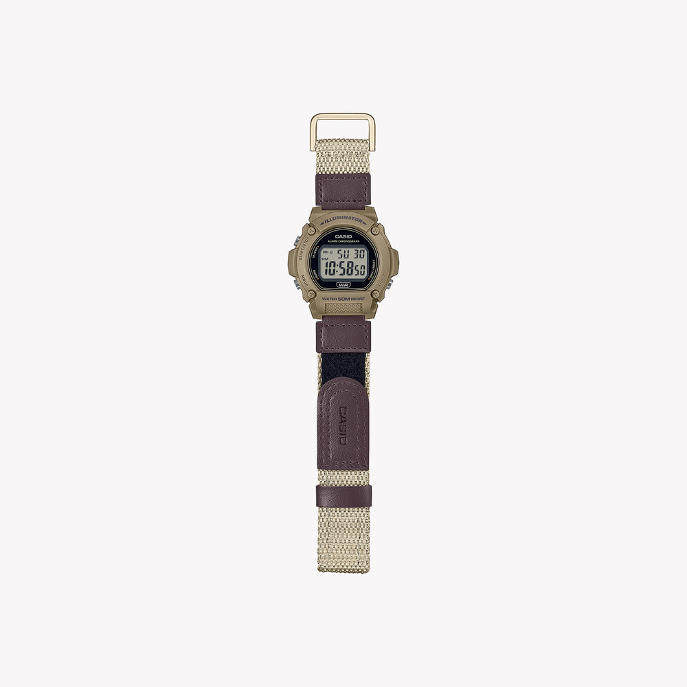 Casio Unisex Beige Resin Watch, Tan Fabric Band | W-219hb-5av by i-watch