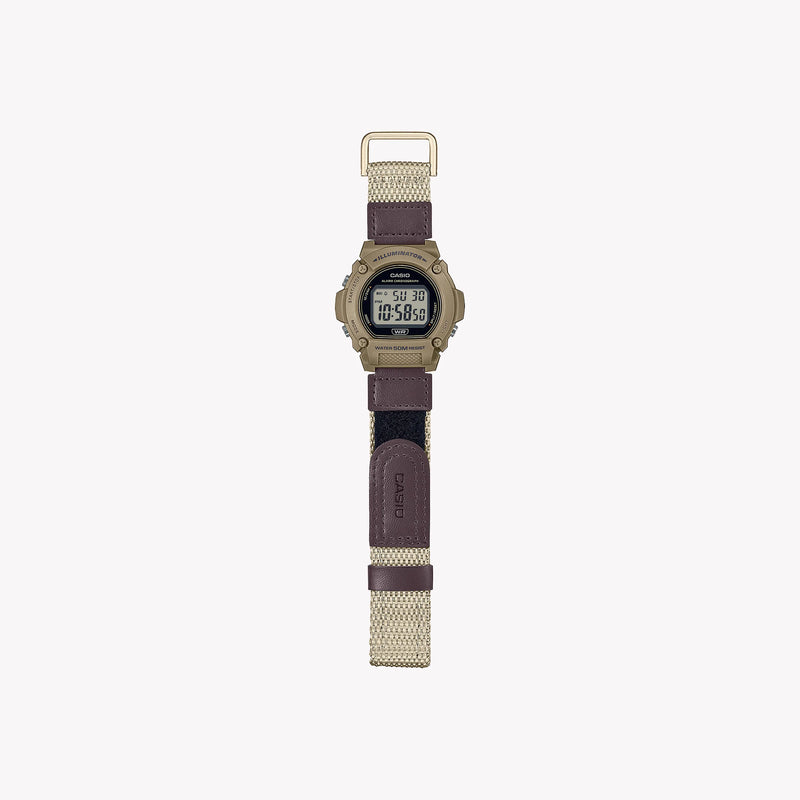Casio Unisex Beige Resin Watch, Tan Fabric Band | W-219hb-5av by i-watch