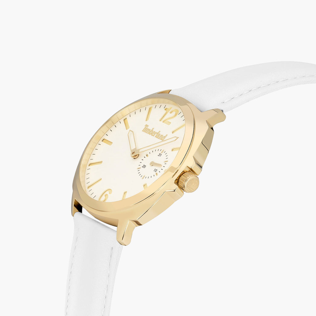 Timberland TDWLB2200403 Gold & White Leather Watch - Stylish & Versatile-i-Watch-2