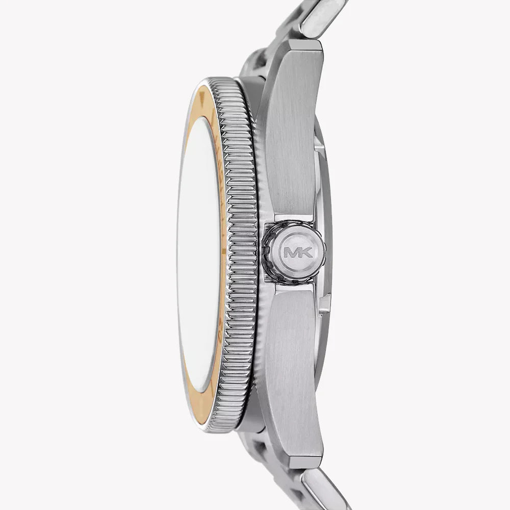 Michael Kors Men's Silver Stainless Steel Watch, Black Dial