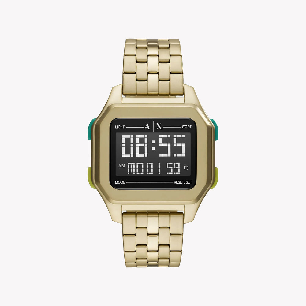 ARANI EXCHANGE AX2950 GOLD SIGNATURE - BOLD LUXURY MEN'S WATCH WITH DIGITAL DIAL