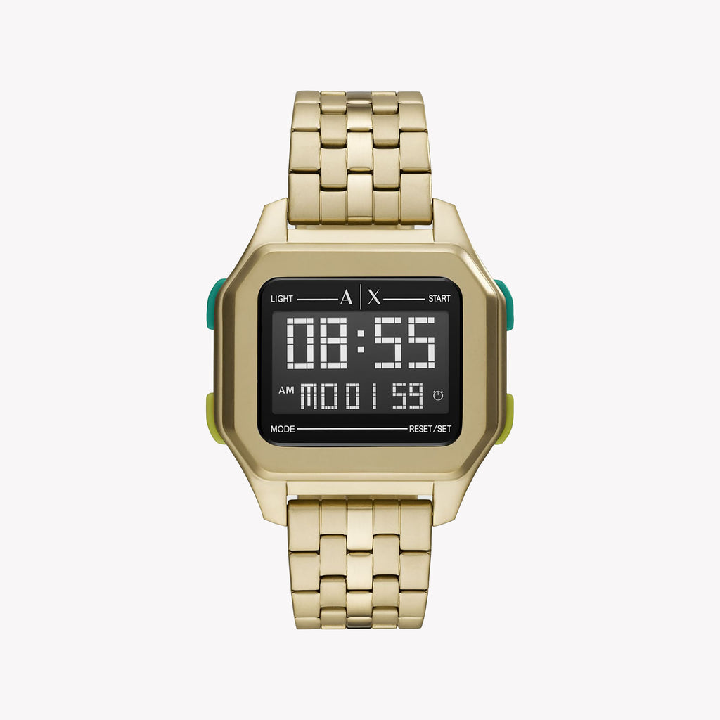 ARANI EXCHANGE AX2950 GOLD SIGNATURE - BOLD LUXURY MEN'S WATCH WITH DIGITAL DIAL