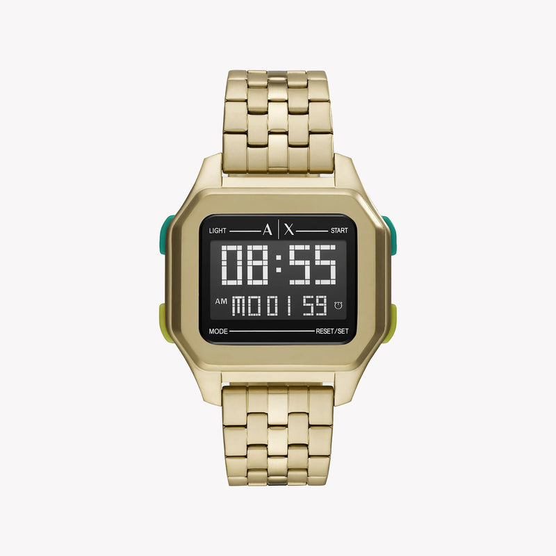 ARANI EXCHANGE AX2950 GOLD SIGNATURE - BOLD LUXURY MEN'S WATCH WITH DIGITAL DIAL