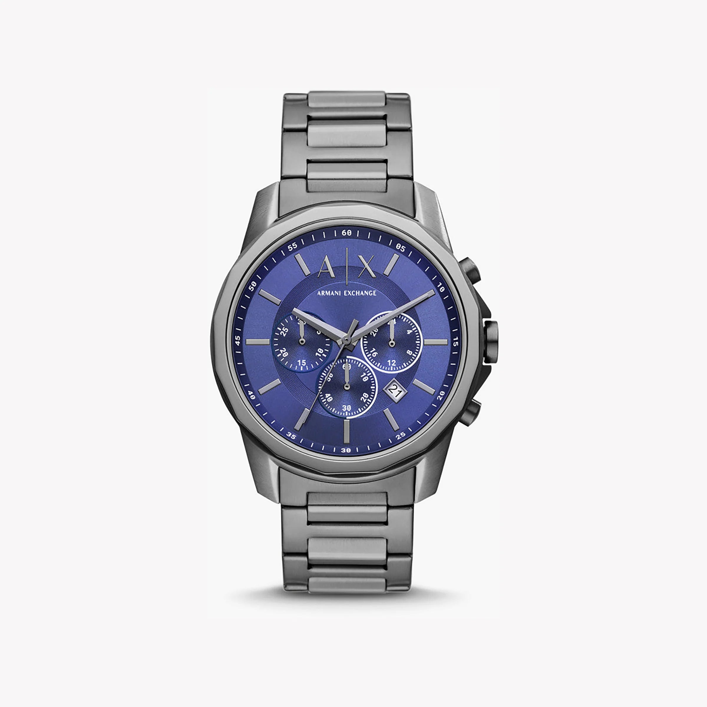 Armani Exchange Men's Grey Stainless Steel Watch, Blue Dial | Ax1731 ...