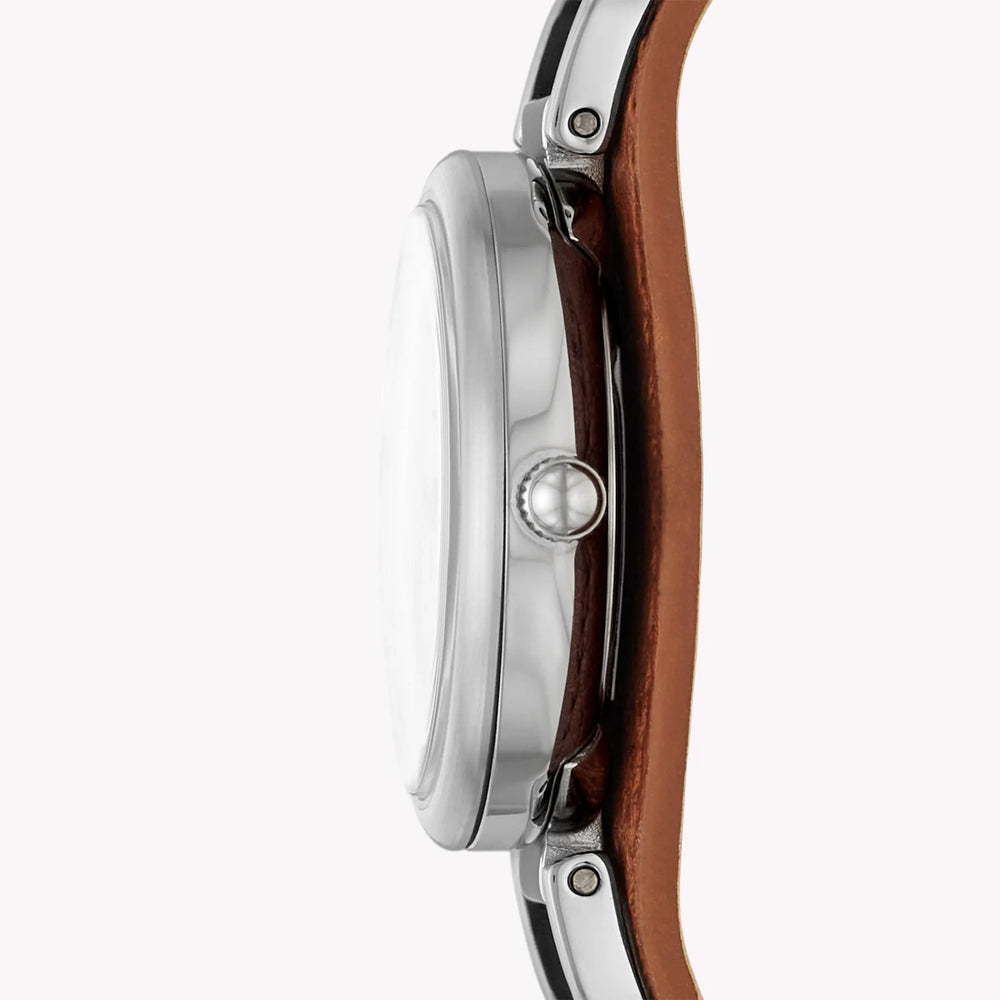 Fossil Women's Brown Leather Watch, White Dial | Es5214 by i-watch