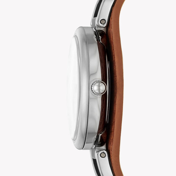 Fossil Women's Brown Leather Watch, White Dial | Es5214 by i-watch