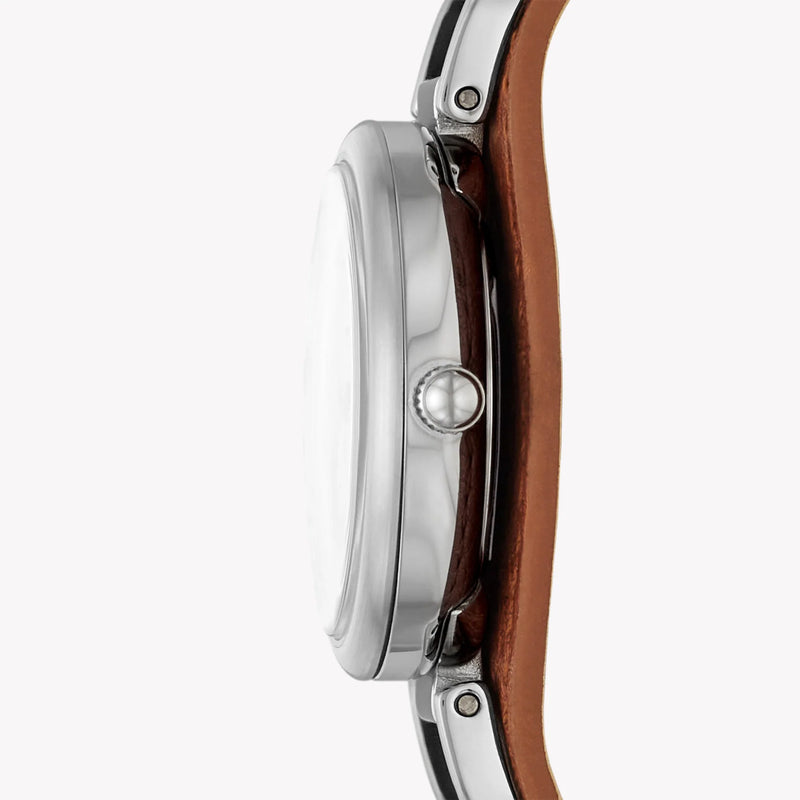 Fossil Women's Brown Leather Watch, White Dial | Es5214 by i-watch