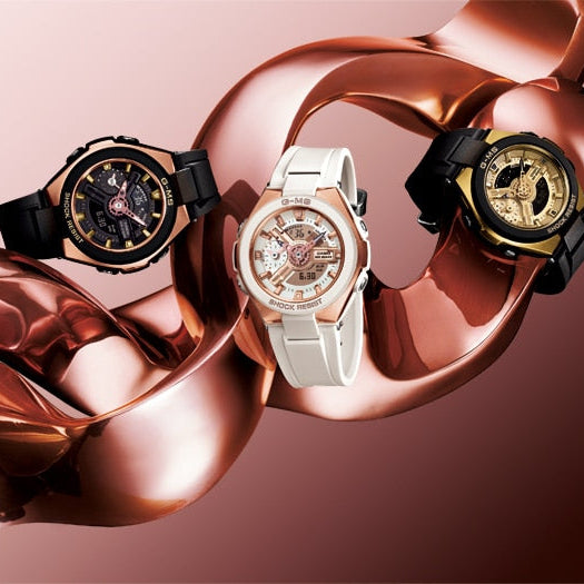 BABY-G MSG-400G-1A1DR : AVENTURIER ÉLÉGANT - MONTRE FEMME OR ROSE ET NOIR