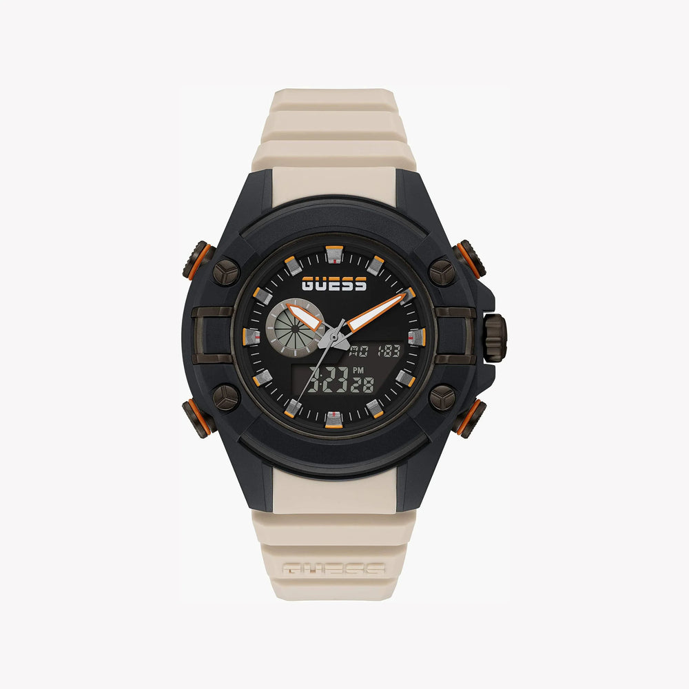 Guess Men's Black Stainless Steel Watch, White Silicone | Gw0269g1 by i-watch