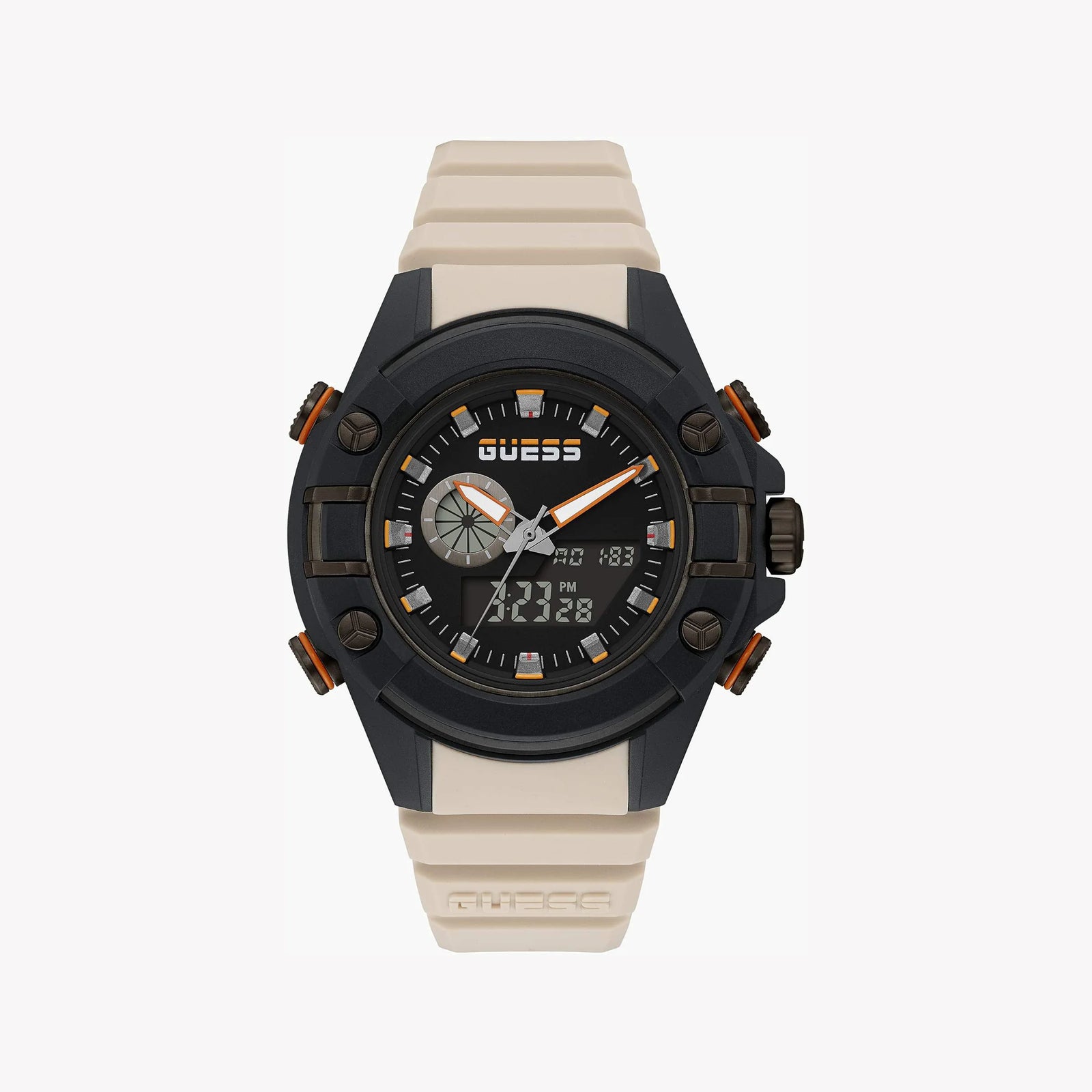 Guess Men's Black Stainless Steel Watch, White Silicone | Gw0269g1 by i-watch