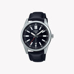 CASIO MTP-VD02L-1E SPORTY ELEGANCE - MEN'S BLACK DIAL LEATHER STRAP WATCH