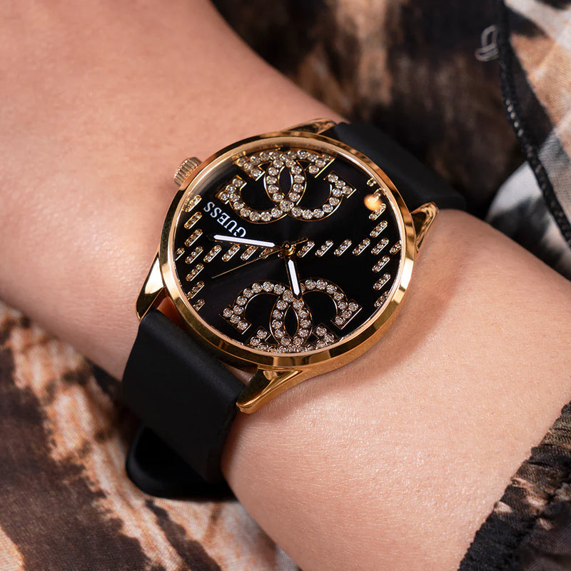 Guess Women's Gold Stainless Steel, Black Silicone | Gw0755l3 by i-watch