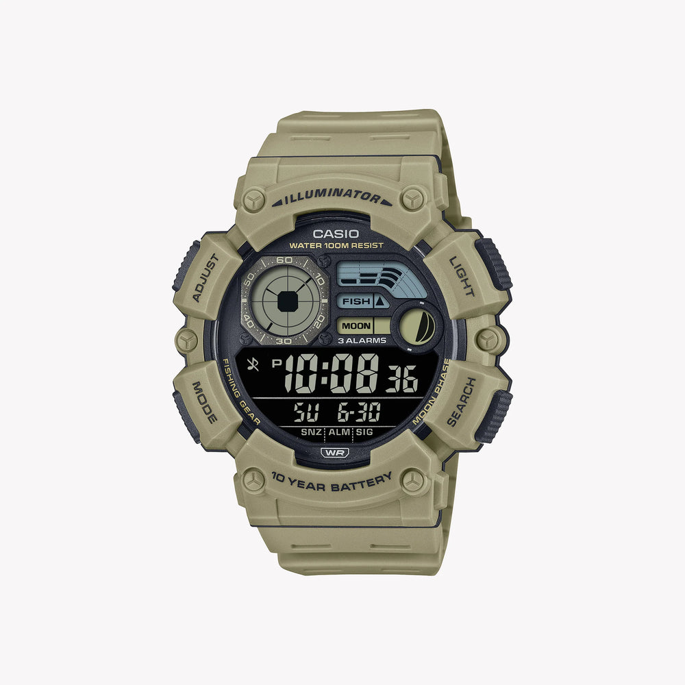 Casio Unisex Beige Resin Watch, Digital Display | Ws-1500h-5bv by i-watch