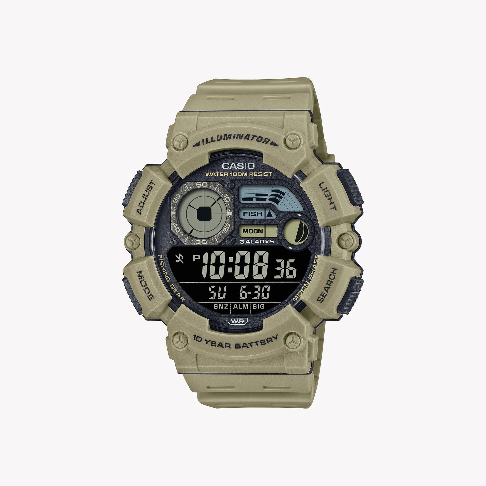 Casio Unisex Beige Resin Watch, Digital Display | Ws-1500h-5bv by i-watch