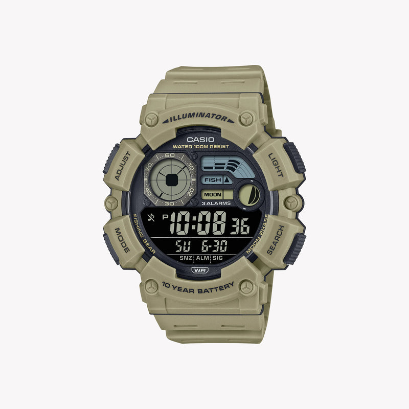 Casio Unisex Beige Resin Watch, Digital Display | Ws-1500h-5bv by i-watch