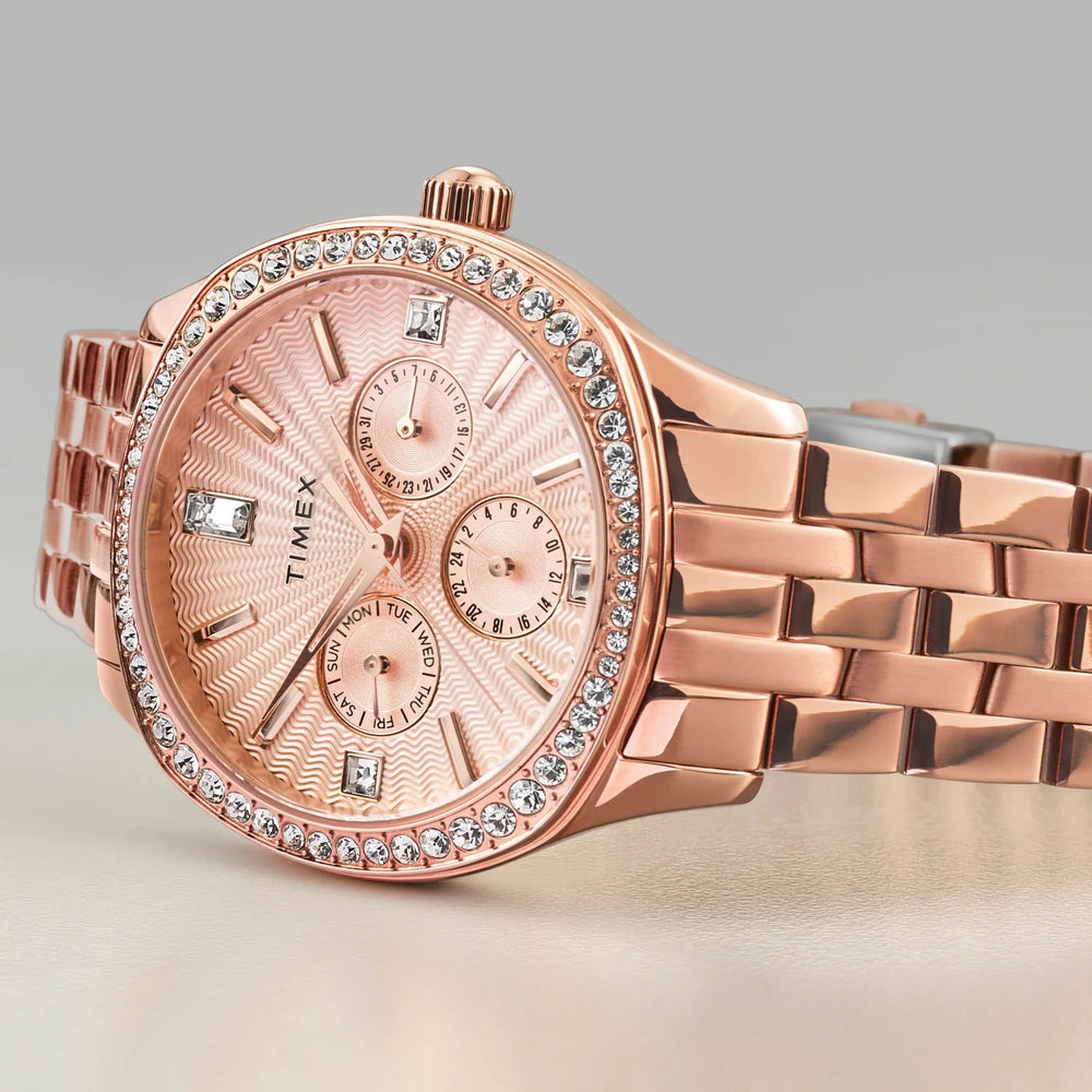 Timex Women's Rose Gold-Tone Watch, Black Dial | Tw2w17800 by i-watch