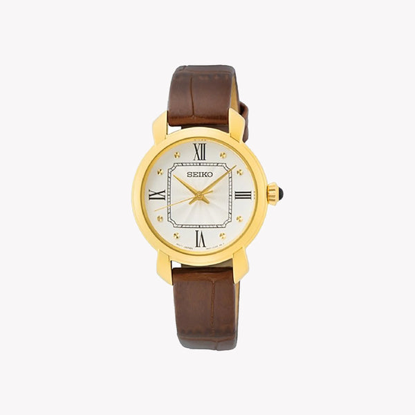 Seiko Women's Gold Stainless Steel, Brown Leather | Sur500p1 by i-watch