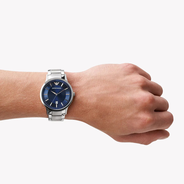 Emporio Armani Men's Silver Watch, Blue Dial | Ar11180 by i-watch