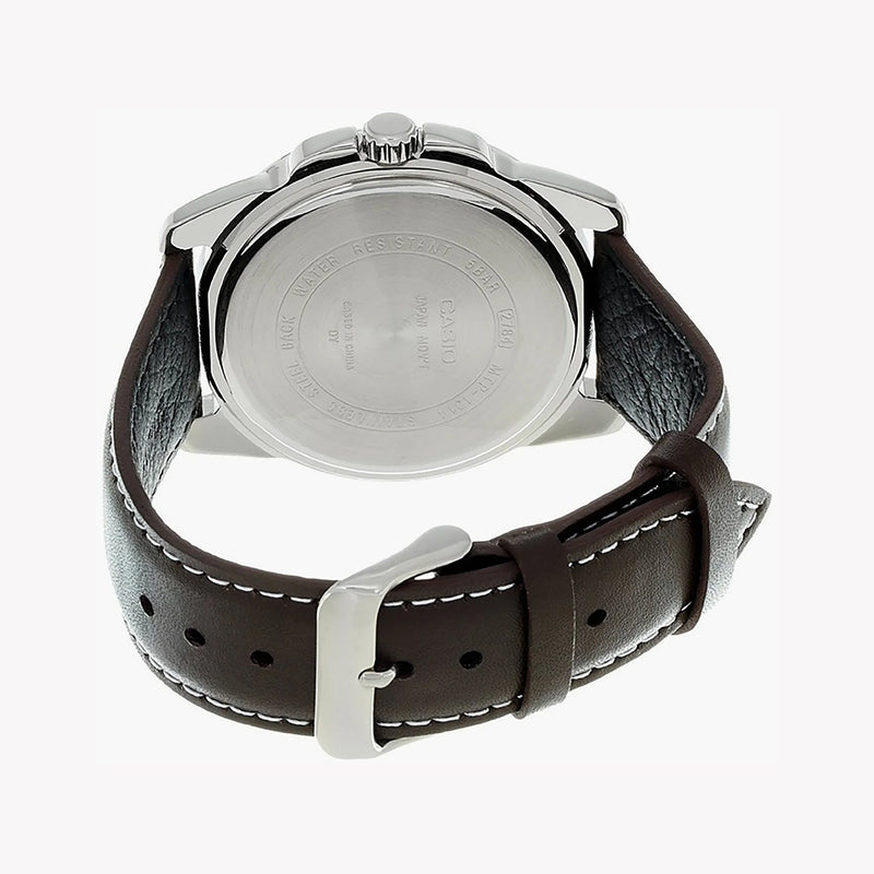 Mtp Men's Alloy & Leather Watch, Silver & Brown | Mtp-1314pl-7avef by i-watch