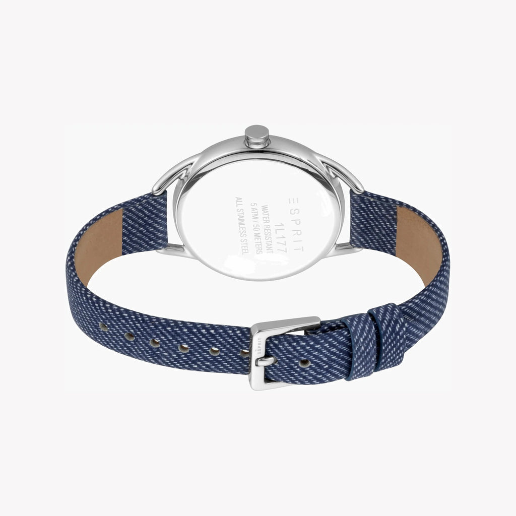 ESPRIT Women's Watch with Silver Stainless Steel Case and Blue Leather Band-i-Watch-4