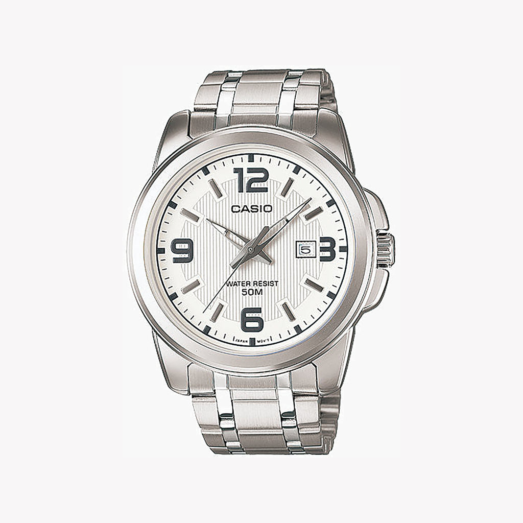 CASIO MTP-1314D-7AV ADVENTURER - STYLISH MEN'S WATCH WITH SILVER STAINLESS STEEL BAND & WHITE DIAL-i-Watch-5