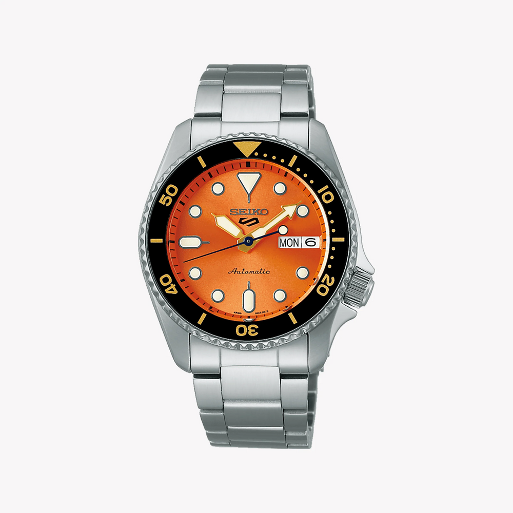 Seiko Men's Black Stainless Steel, Orange Dial | Srpk35k1 by i-watch