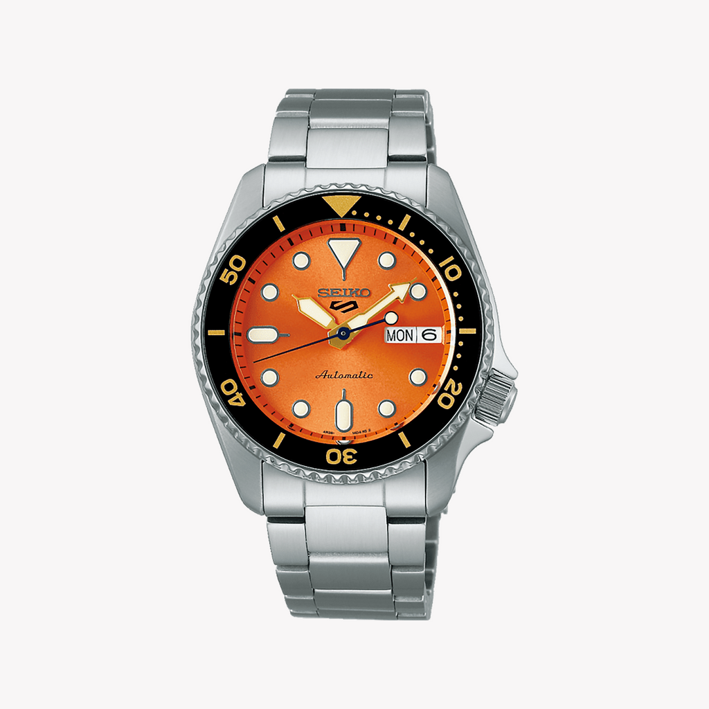 SEIKO 5 SRPK35K1 Men's Automatic Watch, Black & Orange 38mm-i-Watch