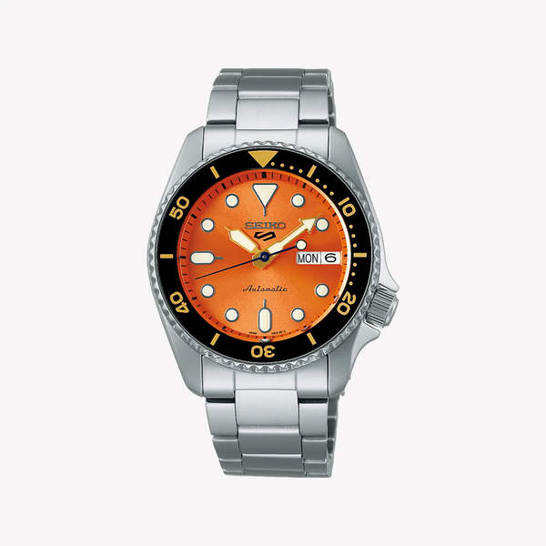 Seiko Men's Black Stainless Steel, Orange Dial | Srpk35k1 by i-watch